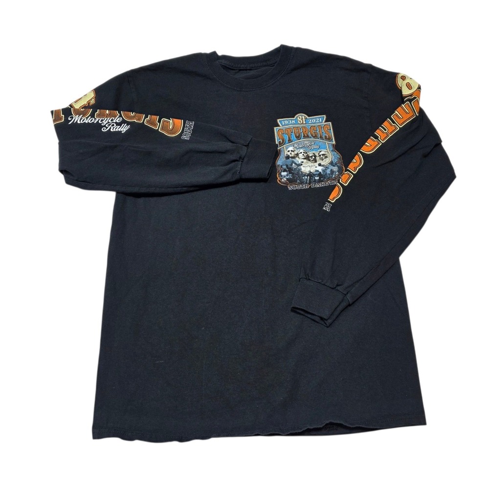 Sturgis 81st Anniversary 2021 Motorcycle Rally Long Sleeve Shirt Men Small Black